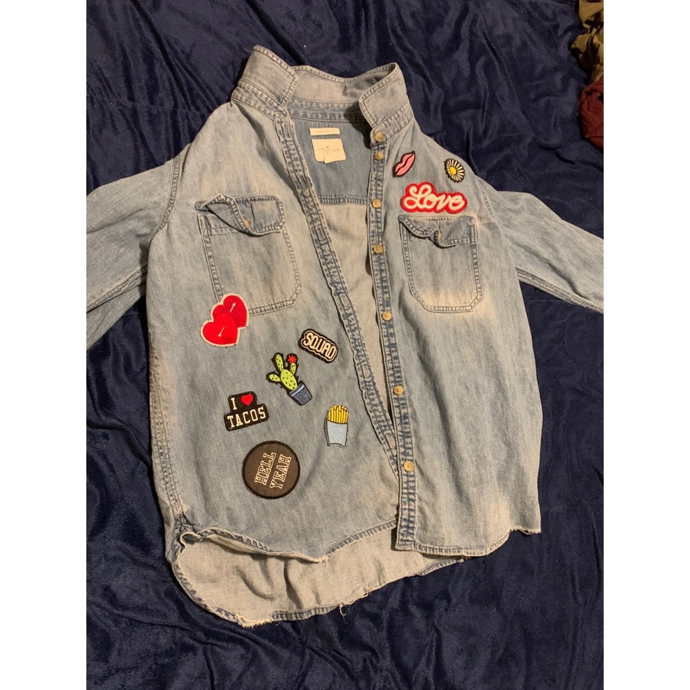 American eagle oversized denim shirt